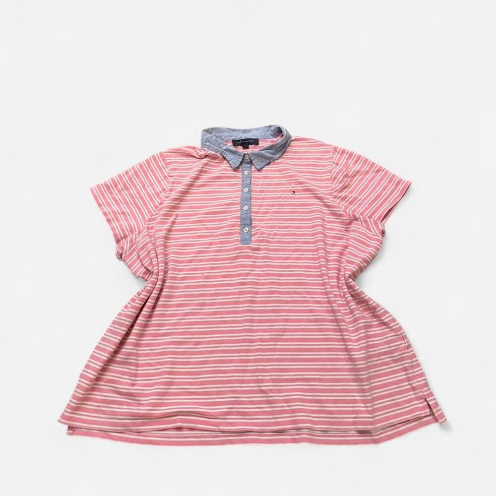 Pink tommy hilfiger striped polo